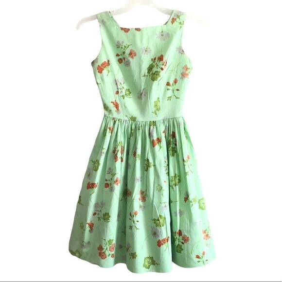 Vintage Carol Rodgers Junior Green Floral 2 Piece Dress With Bolero Jacket Set - Picture 8 of 16